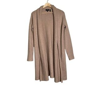 Theory Longline Open-Front Alpaca Blend Cardigan in Taupe